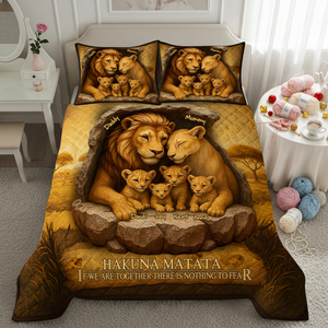 The Lion Family Quilt Bed Set - Personalized Gifts For Family 02XQLU110425