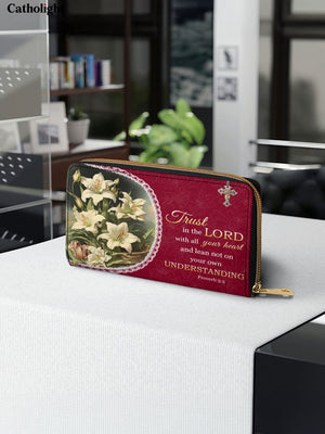 Catholight Lilies of Faith Leather Wallet Purse