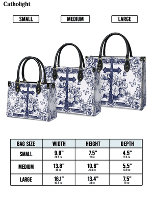 Catholight The Cross Amidst Blooming Faith Leather Bag