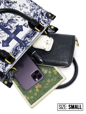 Catholight The Cross Amidst Blooming Faith Leather Bag