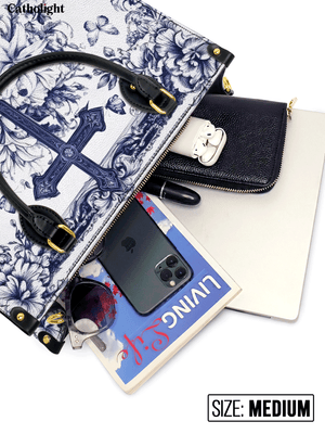 Catholight The Cross Amidst Blooming Faith Leather Bag