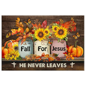 Fall For Jesus, Fall Flowers In Jars, Wall Art Canvas Print 02acxd220425