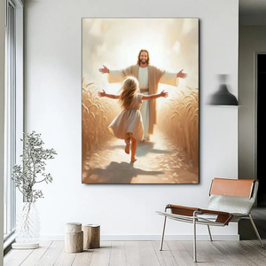 A Leap of Faith, Jesus and Girl Canvas Print Jesus and Kids 01acxn070525