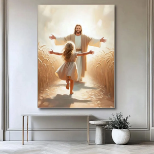 A Leap of Faith, Jesus and Girl Canvas Print Jesus and Kids 01acxn070525