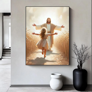 A Leap of Faith, Jesus and Girl Canvas Print Jesus and Kids 01acxn070525