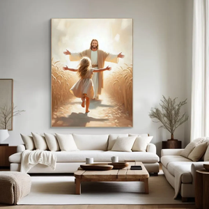 A Leap of Faith, Jesus and Girl Canvas Print Jesus and Kids 01acxn070525