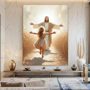 A Leap of Faith, Jesus and Girl Canvas Print Jesus and Kids 01acxn070525