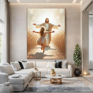 A Leap of Faith, Jesus and Girl Canvas Print Jesus and Kids 01acxn070525