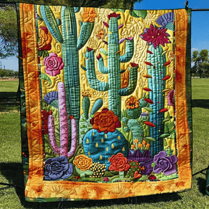 Desert Cactus Blooms Quilted Blanket 01acxn140425