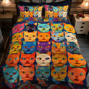 Cat Portraits 3-Piece Quilted Bedding Set NCU0PD420