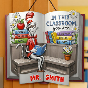 Red Hat Cat Wood Sign - Personalized Gifts For Teachers 04tgti070725 - Wood Sign - GoDuckee