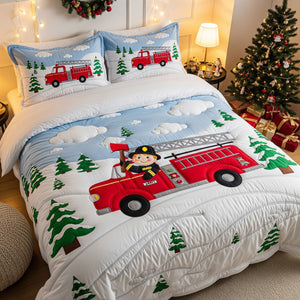 Cute Kid Playing Firefighter Quilt Bed Set, Personalized Gifts For Kids 03qhti120825 - Blanket - GoDuckee
