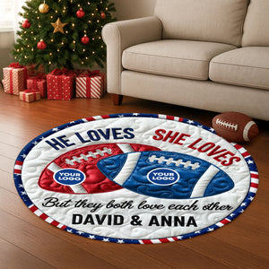 House Divided Quilted Round Mat - Personalized Gifts For Couple 02huti250925