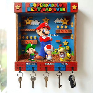 Retro Game Dad and Kids Acrylic Key Hanger - Personalized Gifts For Dad 03ohti050526