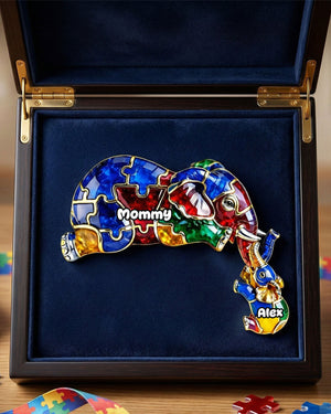 Autism Elephant Mom And Kid Acrylic Plaque - Personalized Gifts For Autism Mom Plaque 04TGTI270226