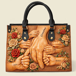 Grandma Holding Hands Leather Bag - Personalized Gift For Grandma 03HUTI070226