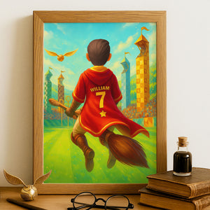Broom Riding Wizard Canvas Print - Personalized Gifts For Magic Lovers 03huti060625