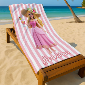 Summer Vibe Princess Beach Towel - Personalized Gifts For Her 02pgti260725