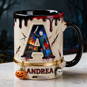 Horror Guy Alphabet Initial Letter Accent Mug, Personalized Gifts For Horror Fan 05QHTI120126