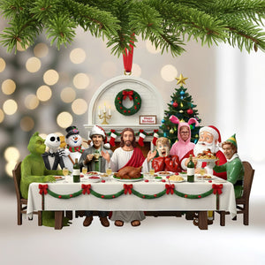 Christmas Party With Jesus Christ Ornament - Personalized For Christians and Classic Christmas Movie Lovers 01QHTI151025