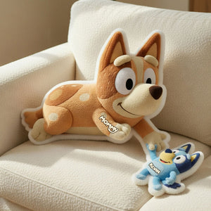 Cute Mommy Dog And Puppy Shape Pillow - Personalized Gifts For Mom 02OHTI280326