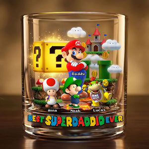 Retro Game Dad Round Glass - Personalized Gifts Father's Day Glass 05OHTI250426