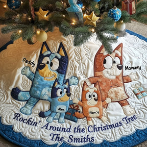 Family Quilted Tree Skirt - Personalized Gift For Family Christmas Quilted Tree Skirt 04TGTI171125