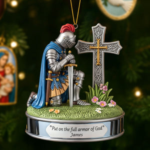 Kneeing Knight Ornament - Personalized Gifts For Christian 01huti220825 - Ornament - GoDuckee