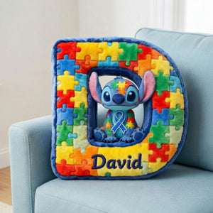 Cute Autism Alphabet Initial Letter Shaped Pillow, Personalized Gifts For Autism Kid 02QHTI011225