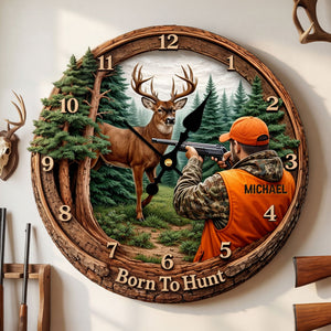 Hunting Lover Clock - Personalized Gifts For Hunter 1 Layer Acrylic Hanging Wall Clock 01HUTI231225