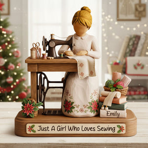 Sewing Girl Plaque - Personalized Gifts For Sewing Lovers 02pgti131025