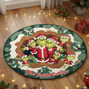 Green Monster Family Quilted Round Mat - Personalized Gifts For Family 03nati260925
