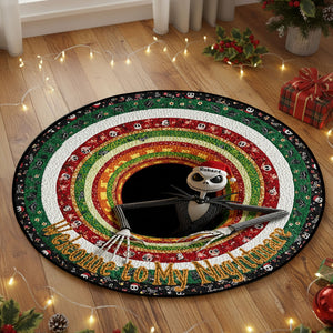 Personalized Spooky Christmas Gifts For Horror Fans Quilted Round Mat 05tgti300925