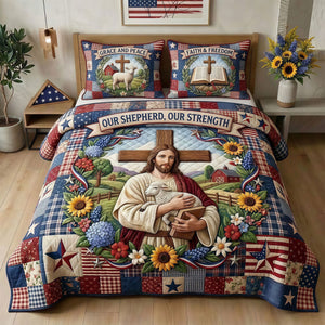 Jesus Our Shepherd Quilt Bedding Set - Personalized Gifts For Christians 01TYTI260326
