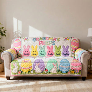 Grandma Peep Quilted Sofa Cover - Personalized Gifts For Grandma 01huti100226