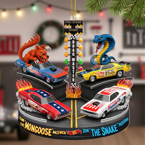 Festive Rivalry Christmas Ornament, Personalized Gifts For Drag Racing Lovers 05qhti150925