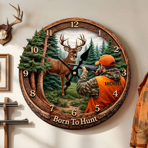 Hunting Lover Clock - Personalized Gifts For Hunter 1 Layer Acrylic Hanging Wall Clock 01HUTI231225