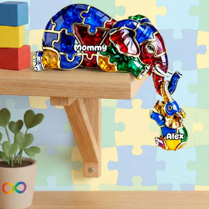 Autism Elephant Mom And Kid Acrylic Plaque - Personalized Gifts For Autism Mom Plaque 04TGTI270226