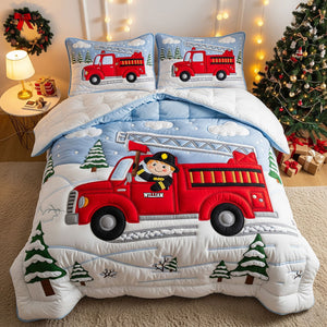 Cute Kid Playing Firefighter Quilt Bed Set, Personalized Gifts For Kids 03qhti120825 - Blanket - GoDuckee
