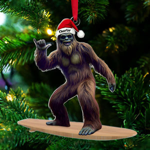 Personalized Gifts For Surfer Ornament, Wild Bigfoot Surfing 01QHTI291024 - Ornament - GoDuckee