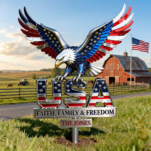 American Eagle Metal Sign - Personalized Gifts For Patriots 02qhti050326