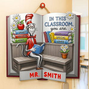 Red Hat Cat Wood Sign - Personalized Gifts For Teachers 04tgti070725 - Wood Sign - GoDuckee