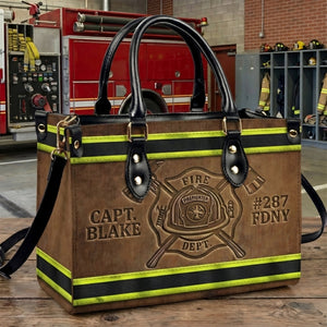 Fire Dept Leather Bag, Personalized Gifts For Female Firefighter & Firefighter Wife 02qhti151225