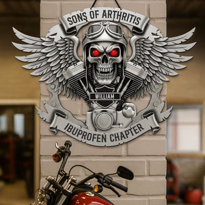 Motorcycle Skull Metal Sign - Personalized Gifts For Biker 06qhti120625