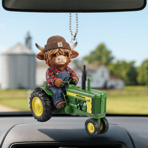 Highland Cow Car Ornament - Personalized Gifts For Farmers 03nati040925
