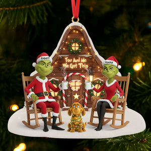 Dog Lover Green Monster Couple Ornament - Personalized Gift For Couple Christmas Ornament 03OHTI171025