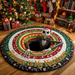 Personalized Spooky Christmas Gifts For Horror Fans Quilted Round Mat 05tgti300925