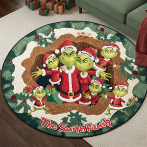 Green Monster Family Quilted Round Mat - Personalized Gifts For Family 03nati260925