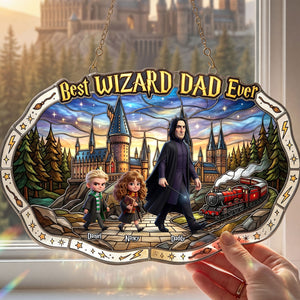 Fantasy Dad And Kids 1 layer suncatcher - Personalized Gifts For Father's Day Suncatcher Ornament 022HUTI120326