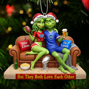 Sport Lover Green Monster Couple Ornament - Personalized Gift For Couple Christmas Ornament 05HUTI291025